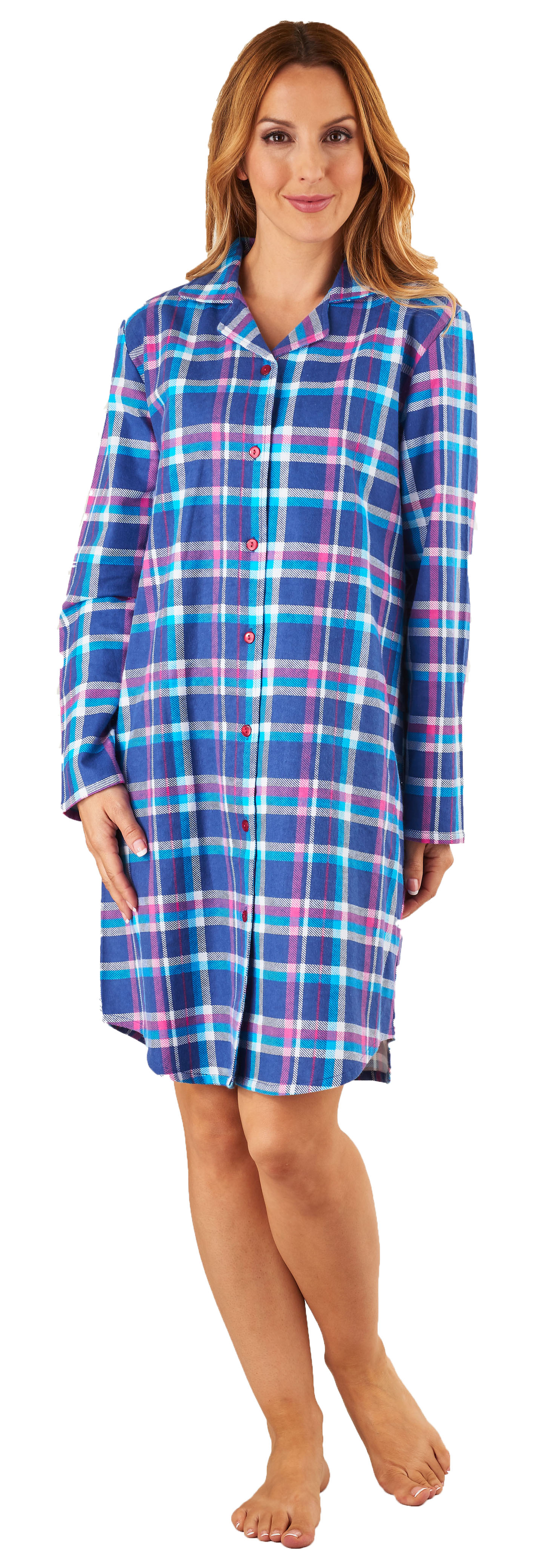 Slenderella Woven Checked Flannel Nightshirt.