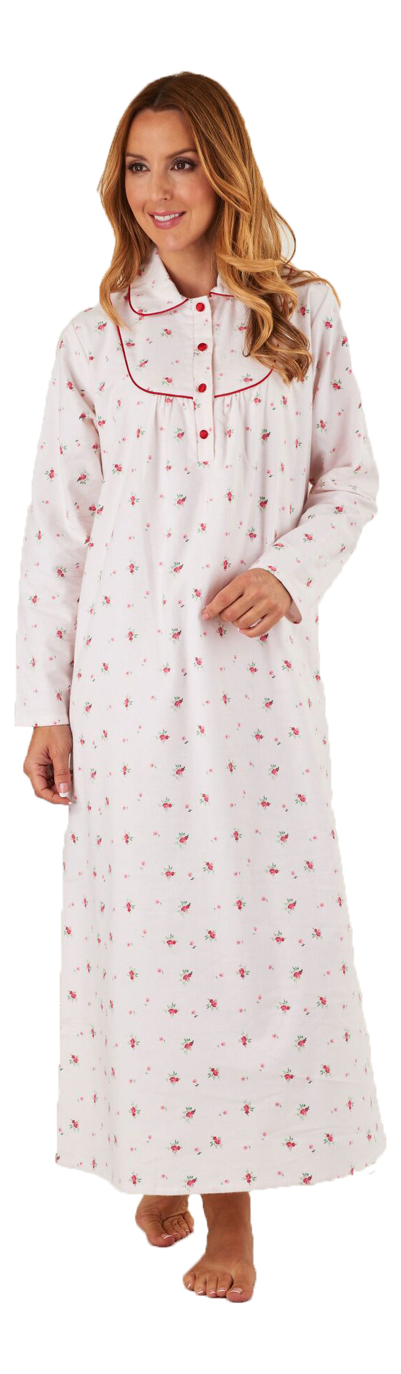 Slenderella Brushed Cotton Full Length Floral Nightdress/Sizes 10-30