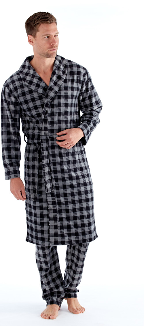 Harvey James Mens Super Soft Fleece Loungewear Robe Dressing Gown 